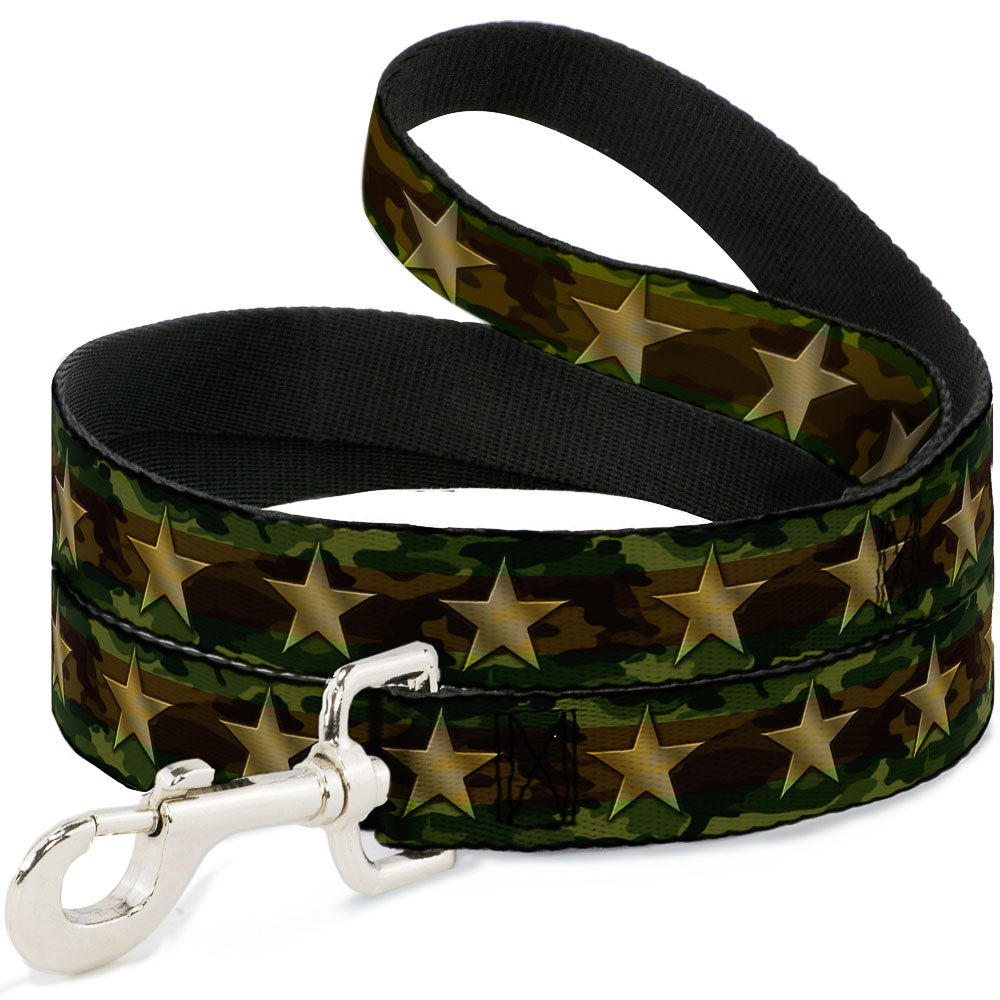 Dog Leash - Star Camo Olive/Gold