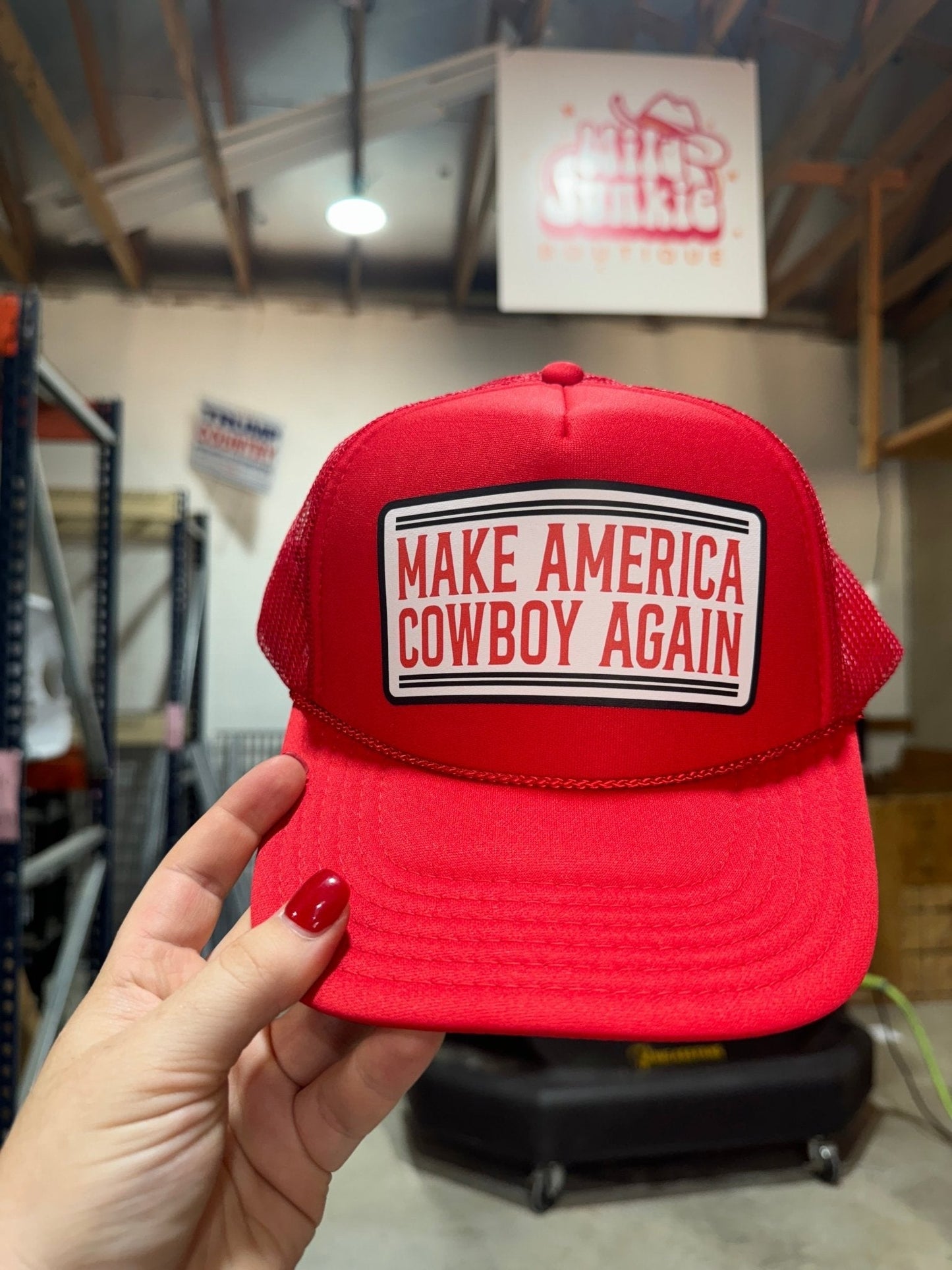 Make America Cowboy Again Banner Trucker Hat