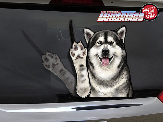 Tundra the Alaskan Malamute Waving Dog WiperTags