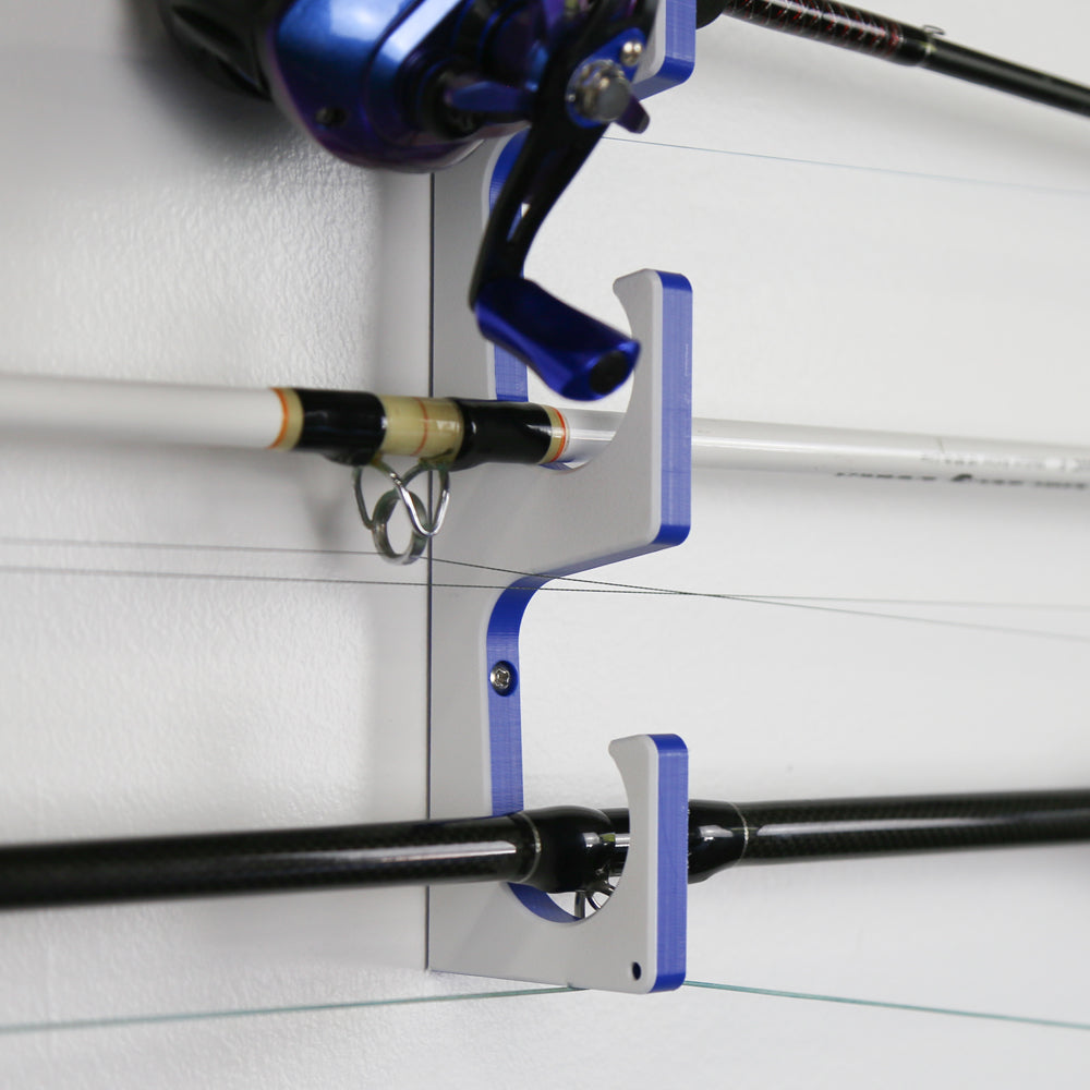 TRAPSKI Premium Fishing Rod/Pole Holder Rack Organizers | Wall or Ceiling Mounted Fishing Rod Rack | Durable Marine Grade HDPE Plastic | Fishing Pole Holder Holds up to 6 or 12 + Stackable Storage