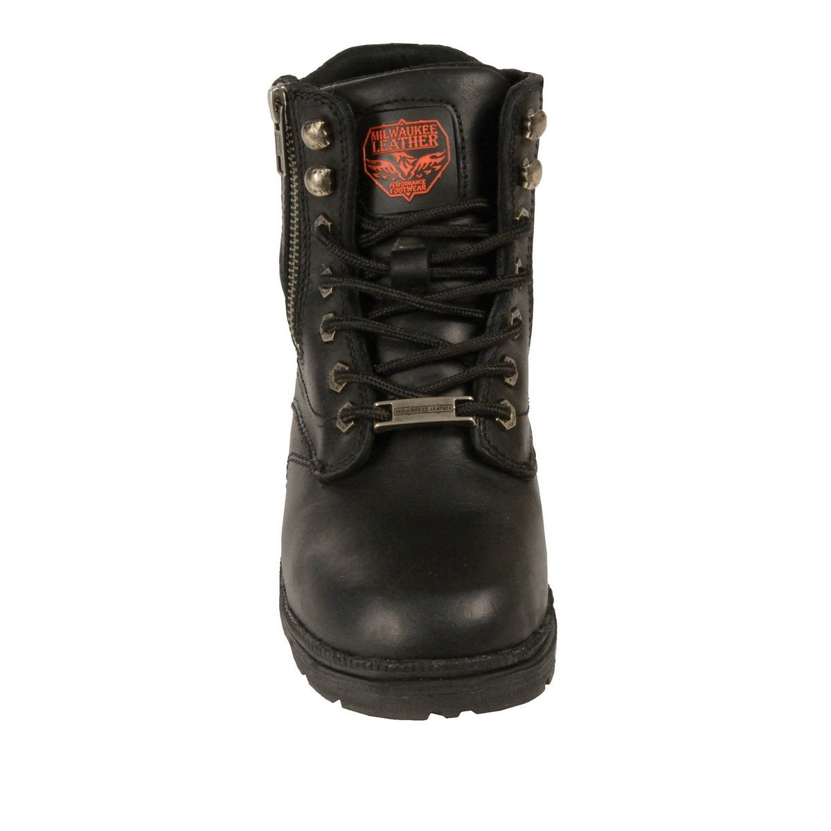 Milwaukee Leather MBL9320W Women's Black Premium Leather 'Wide-Width' Lace-Up Motorcycle Rider Boots