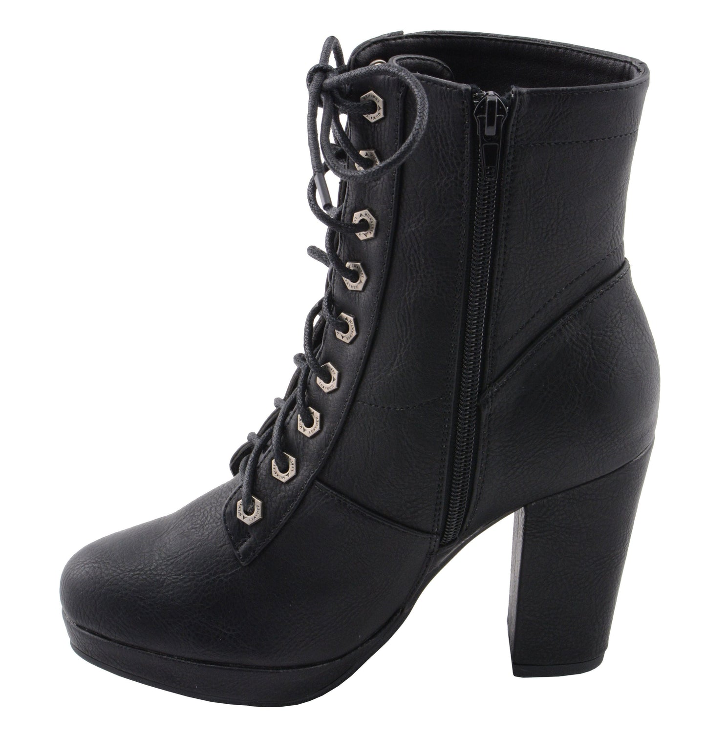 Milwaukee Leather MBL9418 Women's Black Lace-Up Fashion Boots with Studded Accents and Platform Heel