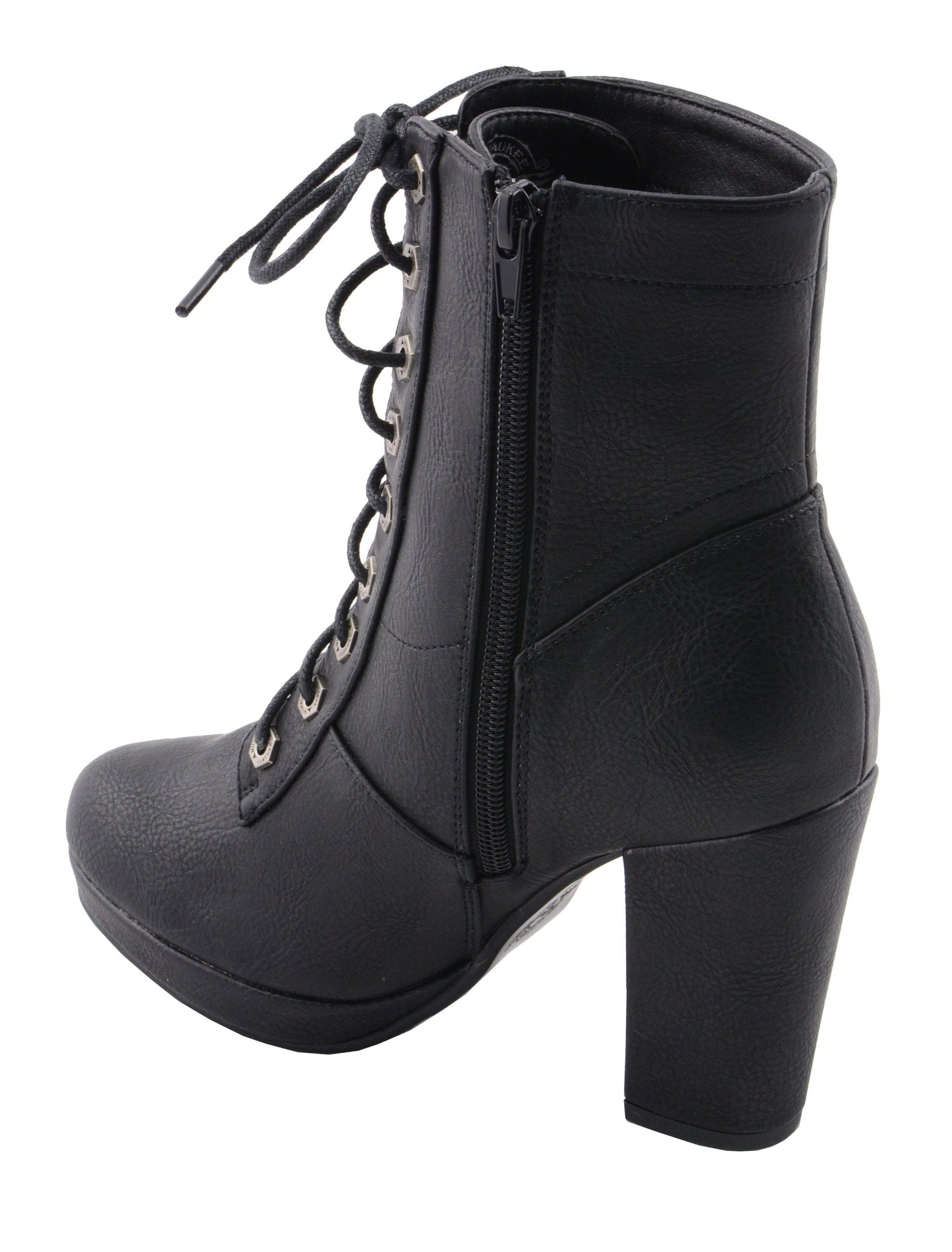 Milwaukee Leather MBL9418 Women's Black Lace-Up Fashion Boots with Studded Accents and Platform Heel