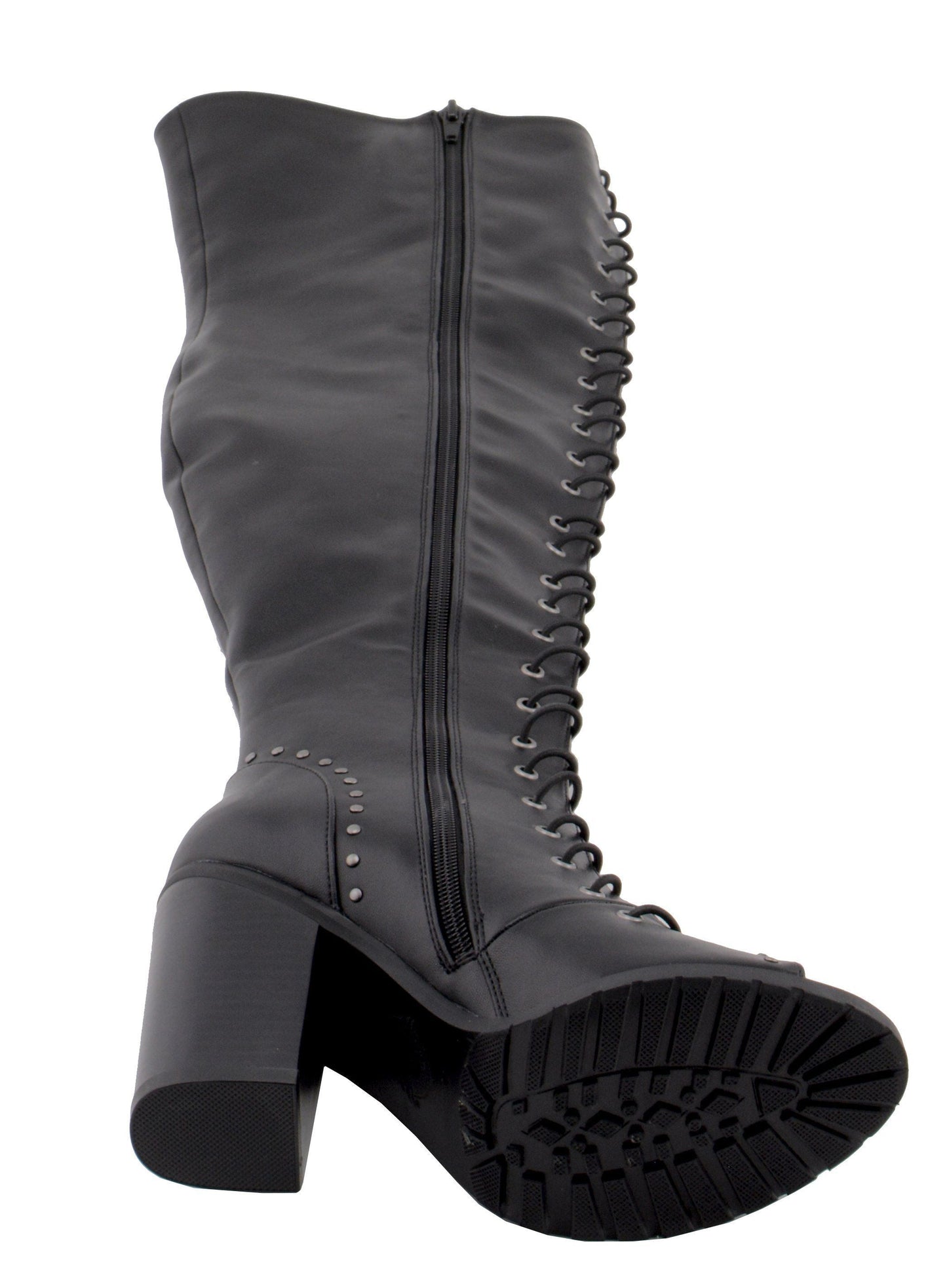 Milwaukee Leather MBL9421 Women's Black Lace-Up Knee-High Fashion Casual Boots with Open Toe