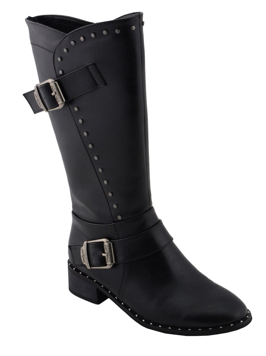 Milwaukee Leather MBL9423 Women's Black Studded Fashion Casual Boots with Studded Outsole