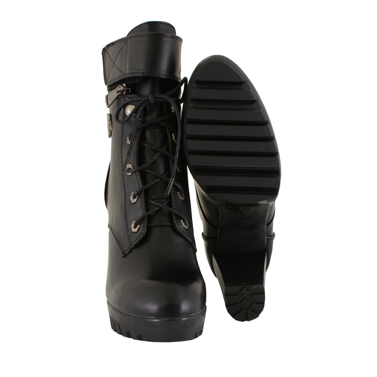 Milwaukee Leather MBL9425 Women's Black Lace-Up Fashion Boots with Double Height Option