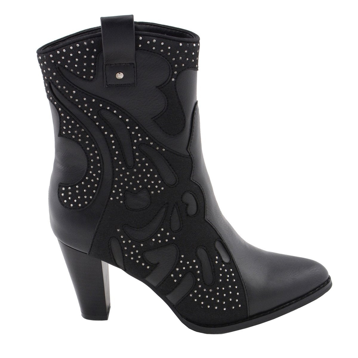 Milwaukee Leather MBL9429 Women's Black Western Style Fashion Casual Boots with Studded Bling