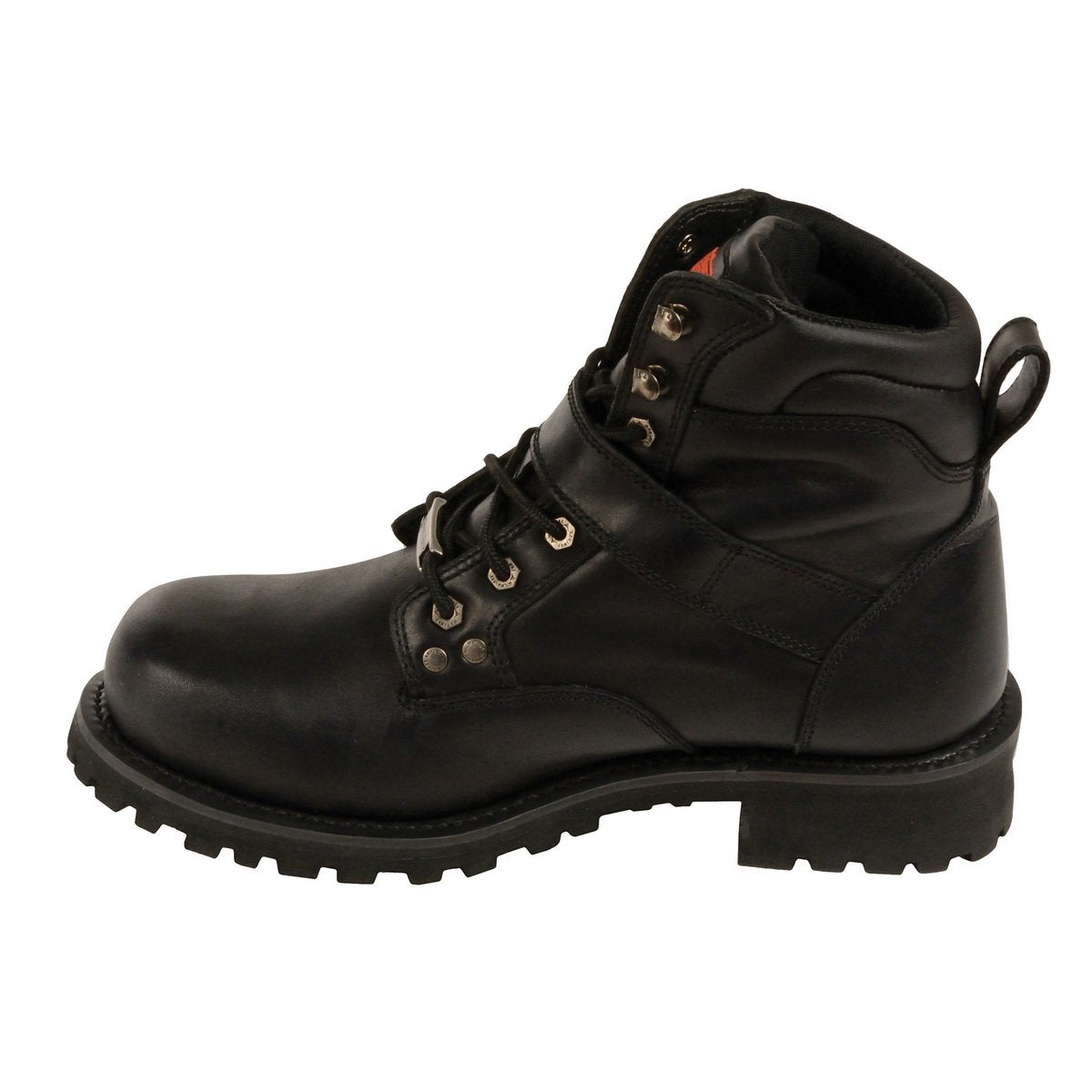 Milwaukee Leather MBM9010W Men's Black 'Wide-Width' Lace-Up 6-inch Engineer Boots with Side Buckle