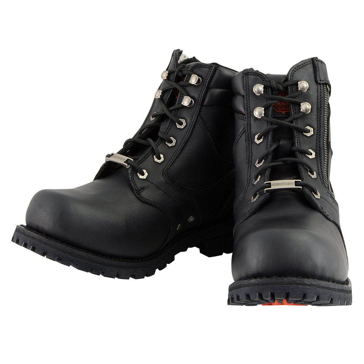 Milwaukee Leather MBM9050 Men's Black 6-inch Lace-Up Boots with Zipper Closure