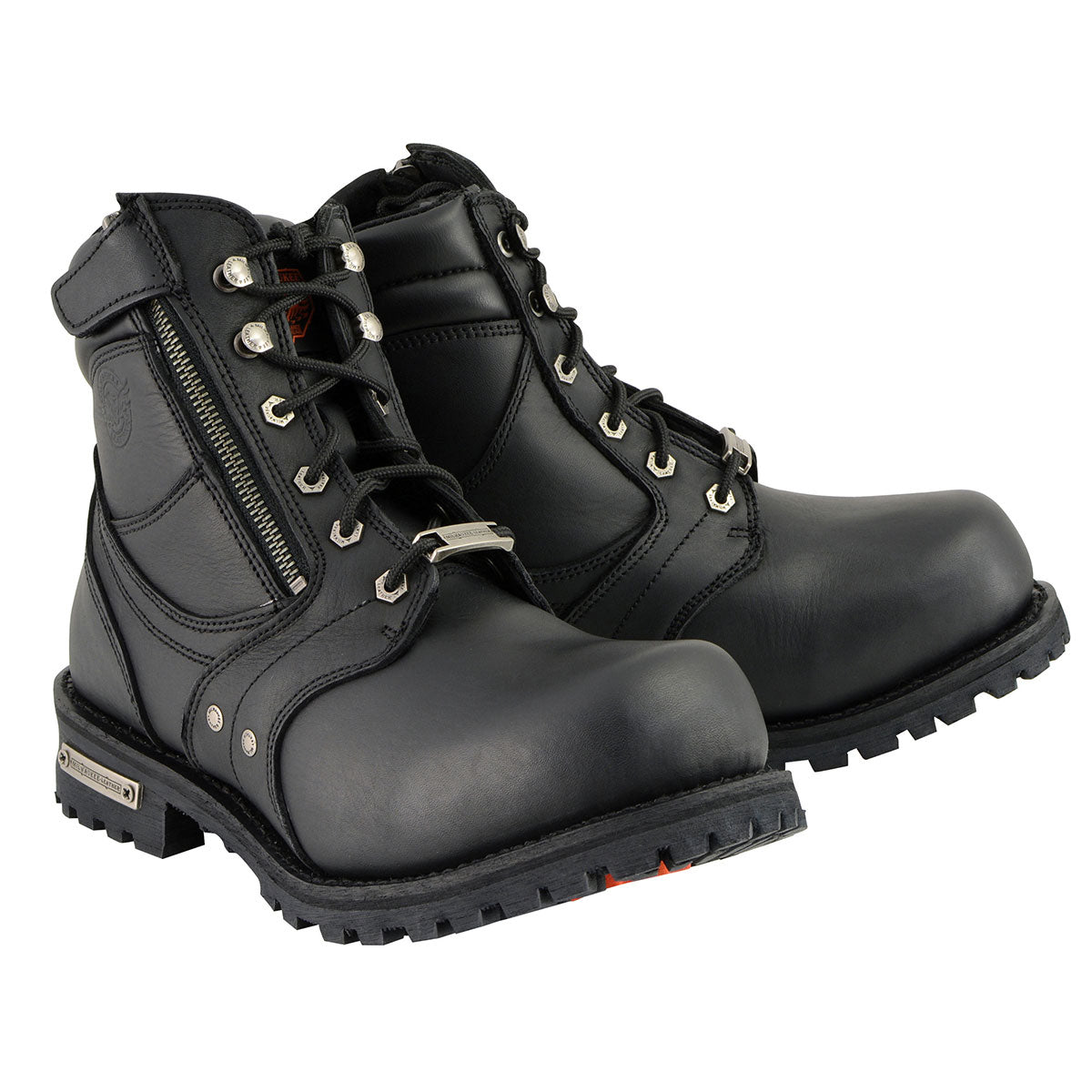 Milwaukee Leather MBM9050 Men's Black 6-inch Lace-Up Boots with Zipper Closure