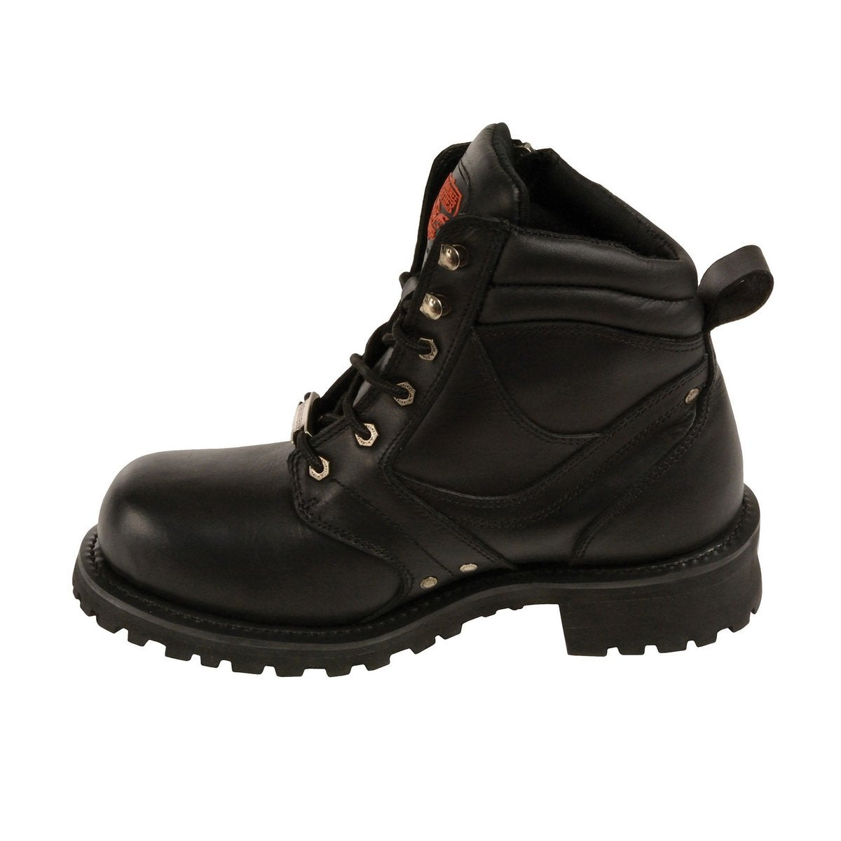 Milwaukee Leather MBM9050 Men's Black 6-inch Lace-Up Boots with Zipper Closure