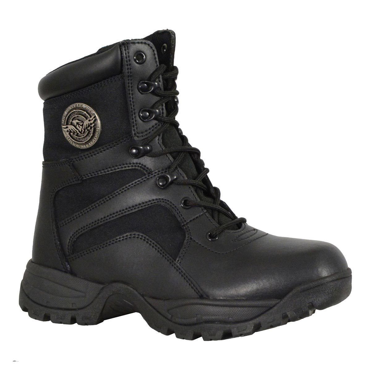 Milwaukee Leather MBM9105 Men's 9-Inch Black Leather Swat Style-Tactical Lace-Up Motorcycle Biker Boots