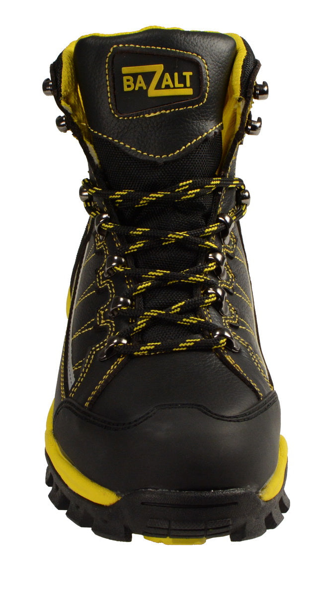 Bazalt MBM9123ST Men's Black with Yellow Water and Frost Proof Leather Boots with Composite-Toe