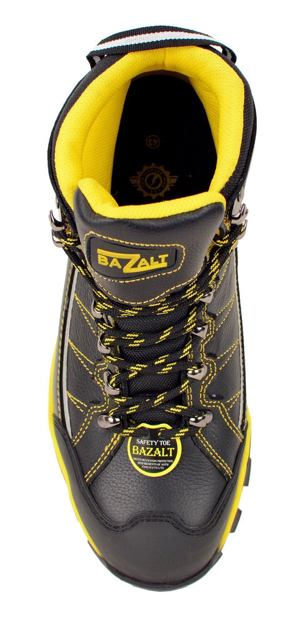 Bazalt MBM9123ST Men's Black with Yellow Water and Frost Proof Leather Boots with Composite-Toe