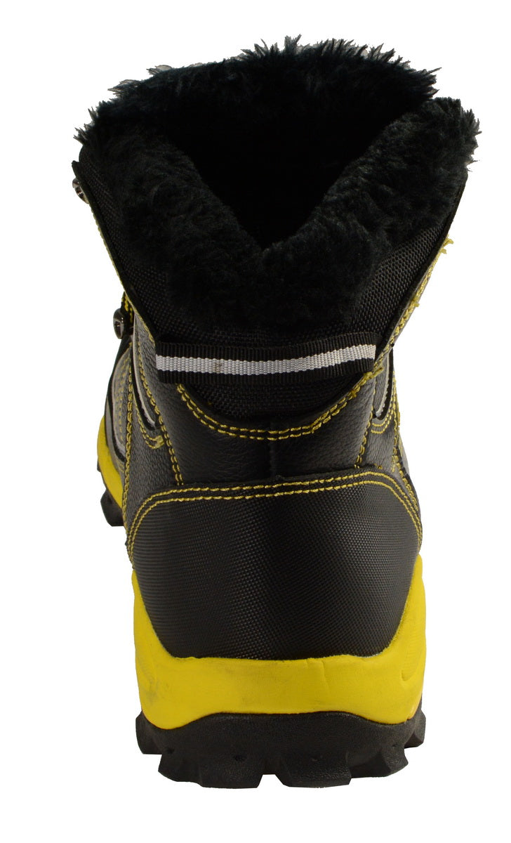 Bazalt MBM9124 Men's Faux Fur Lined Black with Yellow Water and Frost Proof Leather Outdoor Boots