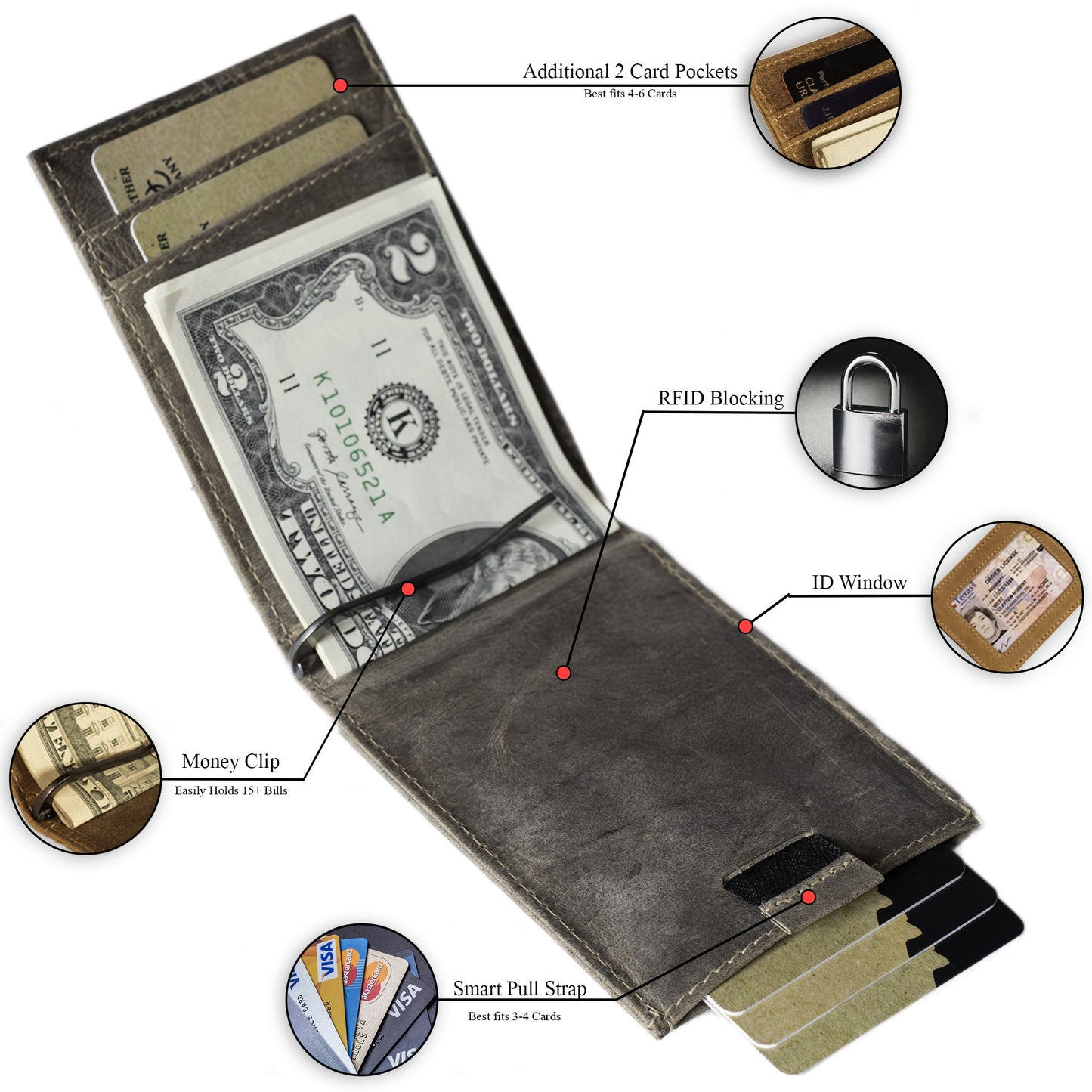 Leather Money Clip Bifold