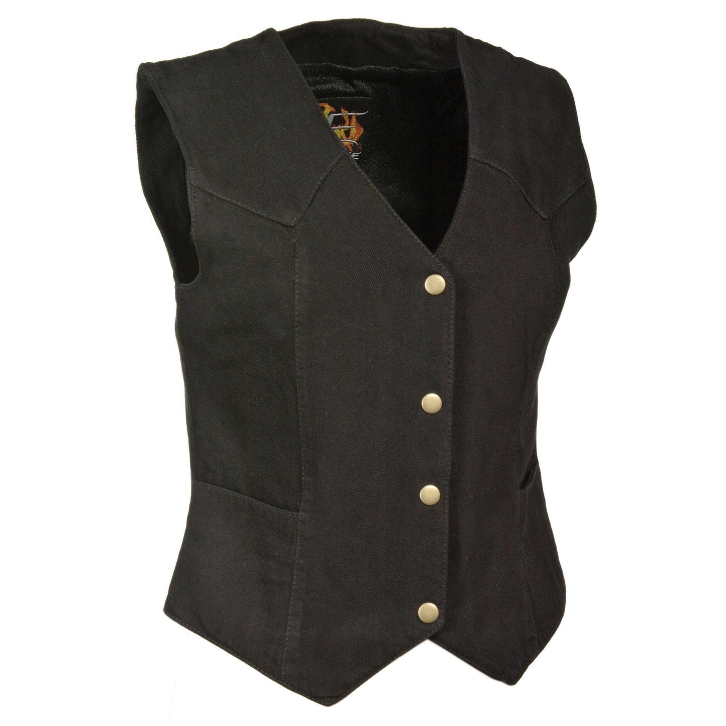 Milwaukee Leather MDL4000 Women's Black Plain Side 3 Snap Front Denim Vest