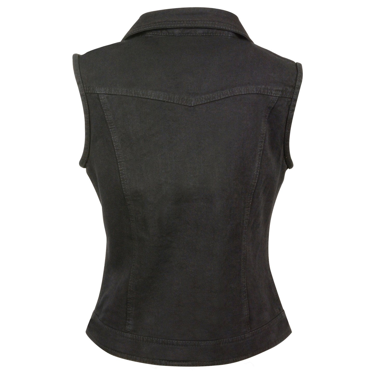 Milwaukee Leather MDL4030 Women's Black Denim Zipper Front Motorcycle Vest with Studded Spikes