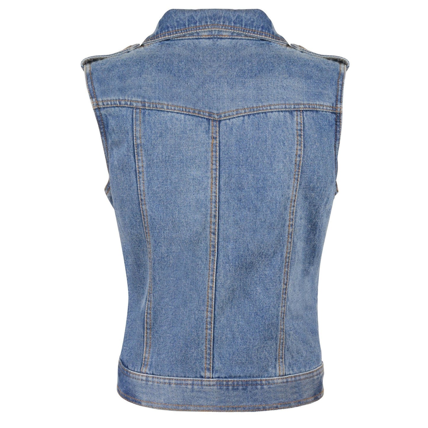 Milwaukee Leather MDL4030 Women's Blue Denim Zipper Front Motorcycle Vest with Studded Spikes