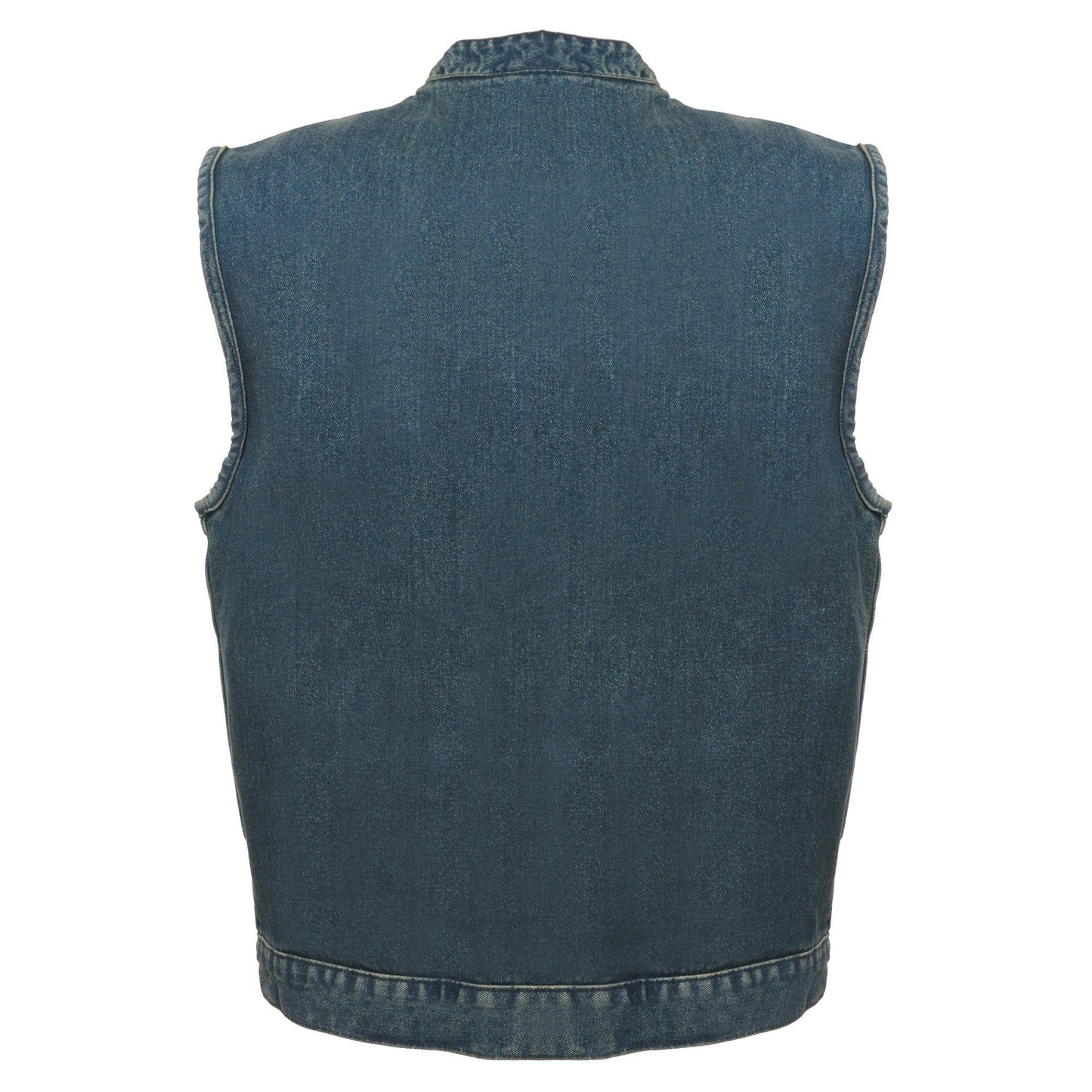 Milwaukee Leather MDM3000 Men's 'Brute' Concealed Snap Blue Denim Club Style Vest w/ Hidden Zipper