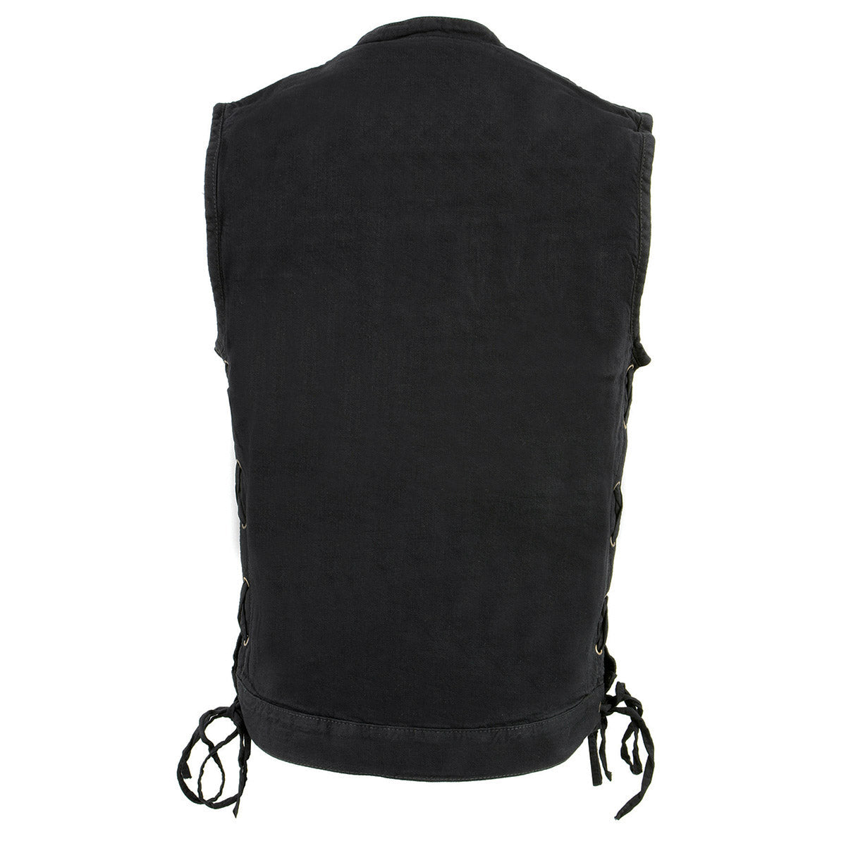 Milwaukee Leather MDM3002 Men's ‘Covert’ Black Denim Club Style Vest with Side Lace Adjustment