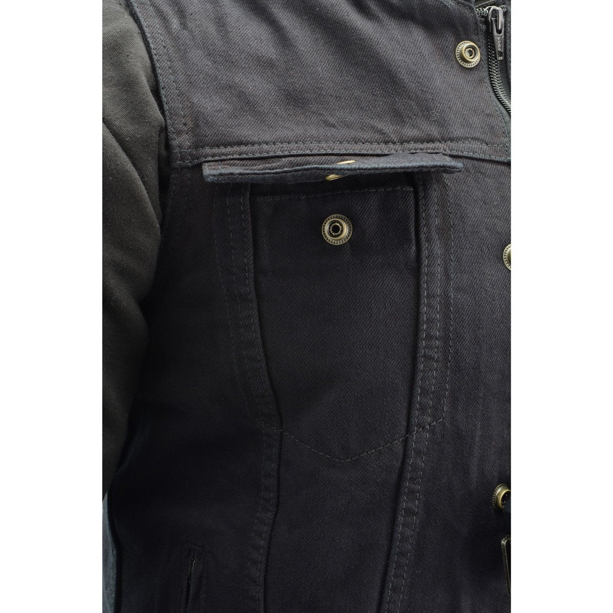 Milwaukee Leather MDM3020 Men's Black Denim '5-in-1' Club Style Vest with Removable Hoodie