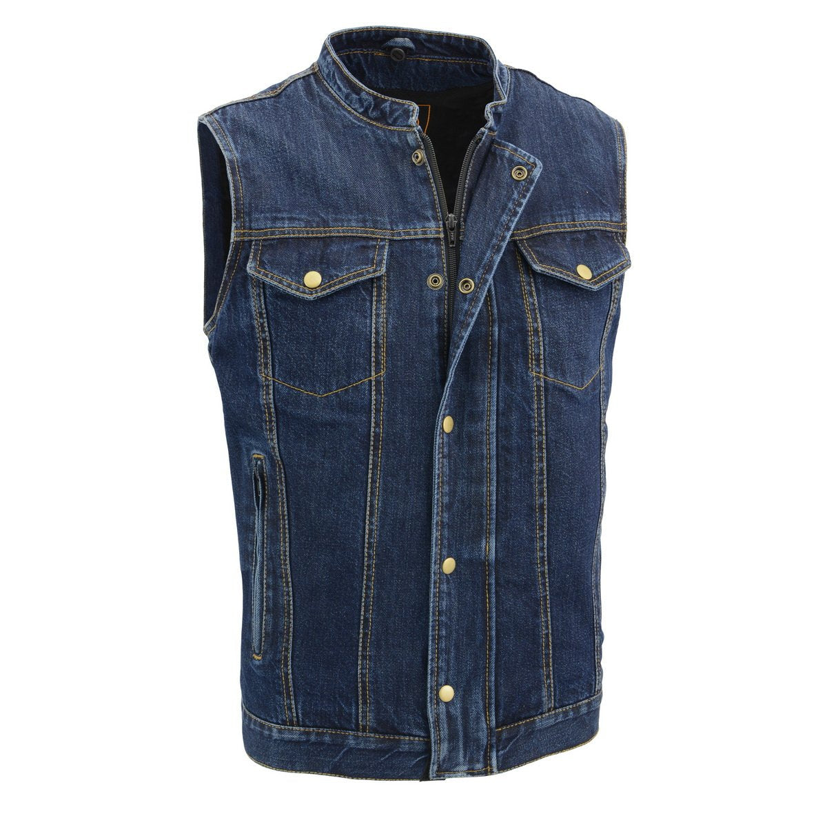 Milwaukee Leather MDM3020 Men's Blue Denim '5-in-1' Club Style Vest with Removable Hoodie