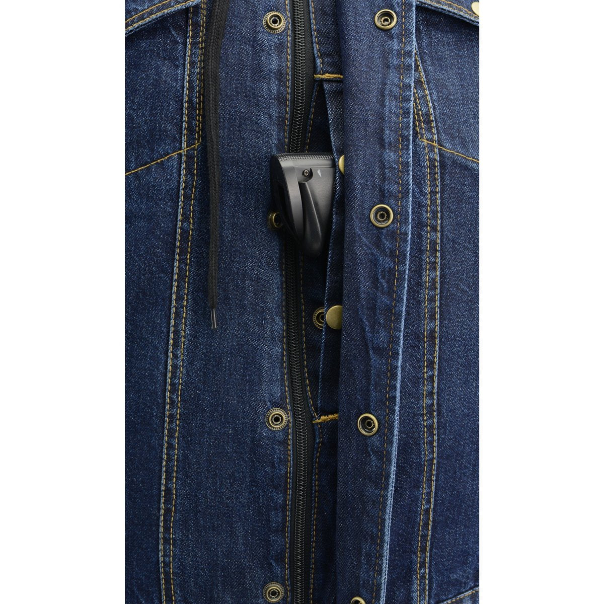 Milwaukee Leather MDM3020 Men's Blue Denim '5-in-1' Club Style Vest with Removable Hoodie