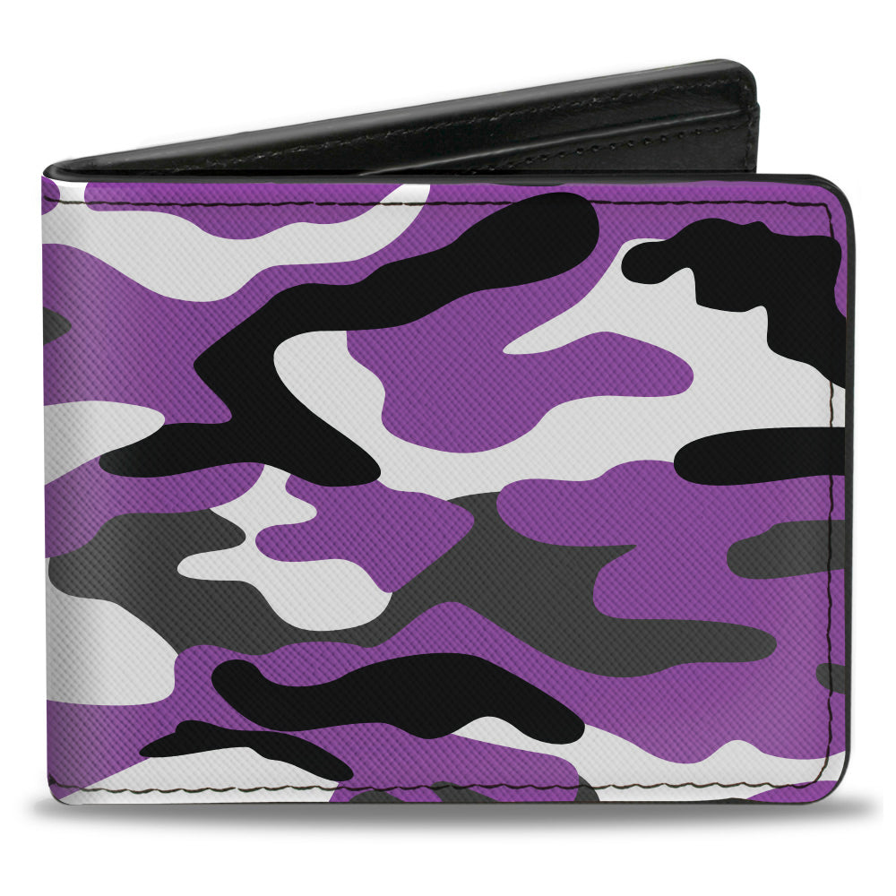 Bi-Fold Wallet - Camo Purple Black Gray White