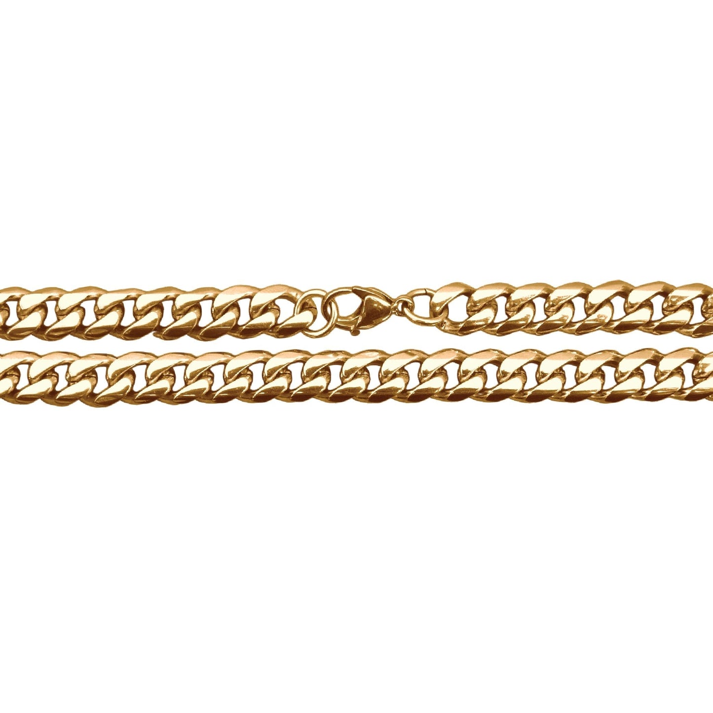 9mm Cuban Link Chain Necklace - 14K Gold Plated Stainless Steel