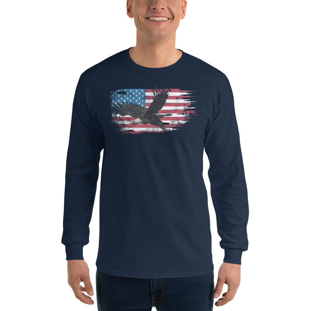 American Flag Bald Eagle Long Sleeve Shirt