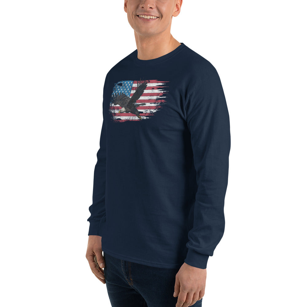 American Flag Bald Eagle Long Sleeve Shirt