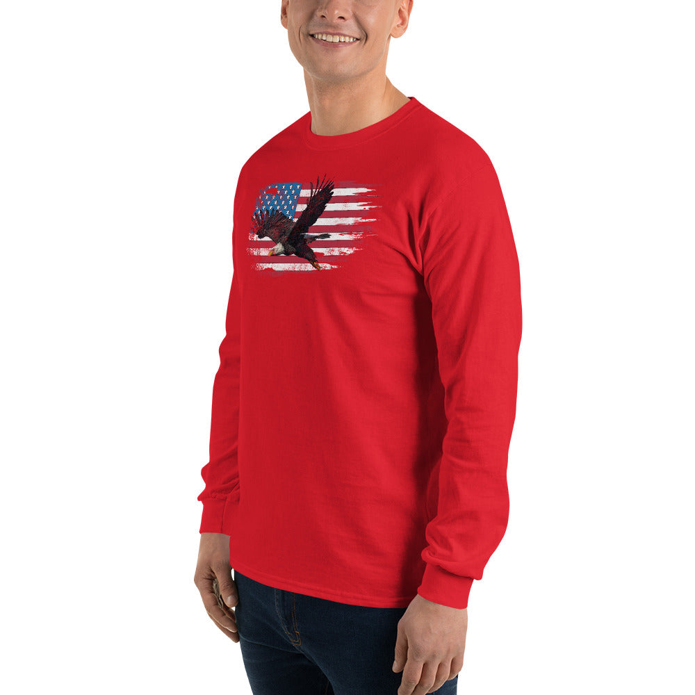 American Flag Bald Eagle Long Sleeve Shirt