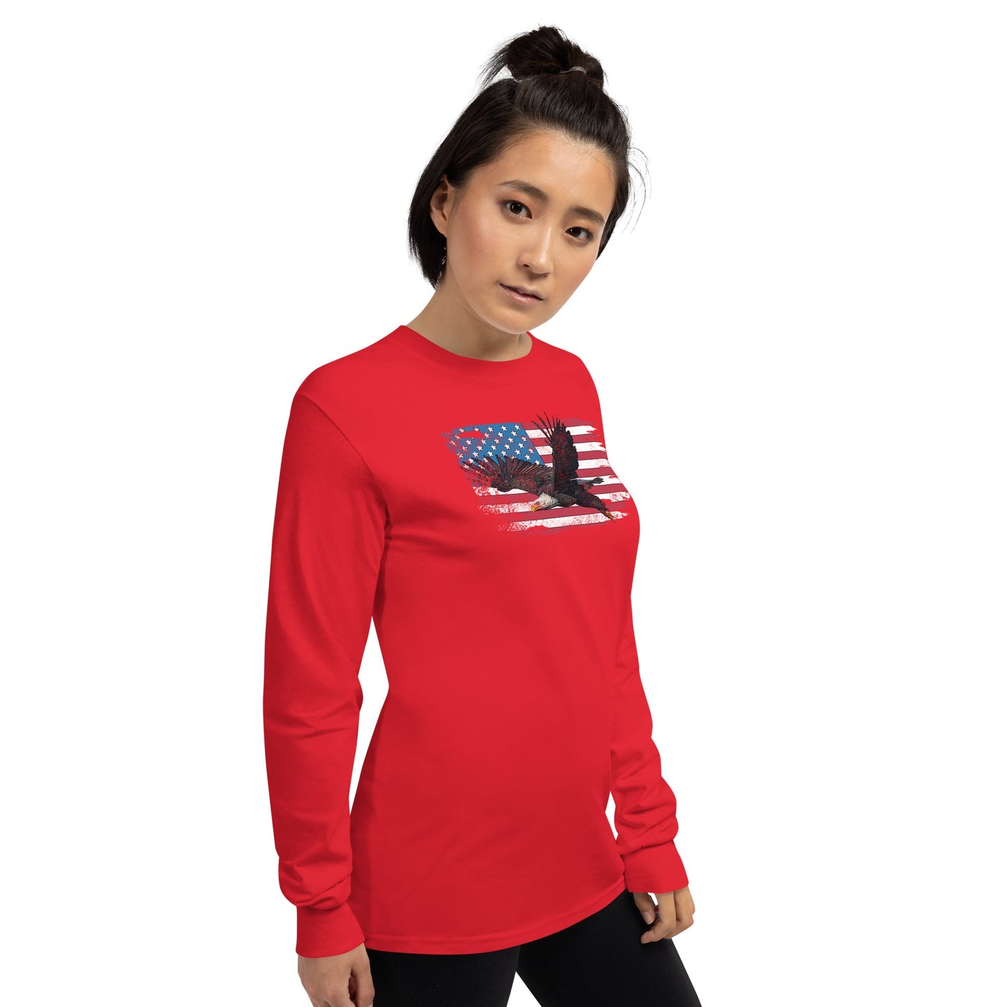 American Flag Bald Eagle Long Sleeve Shirt