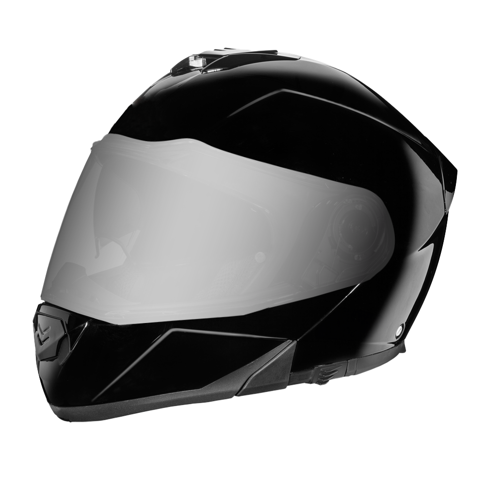 Daytona Glide Modular Motorcycle Helmet - DOT Approved, Bluetooth Ready, Dual Visor, Men/Women/Youth - Hi-Gloss Black