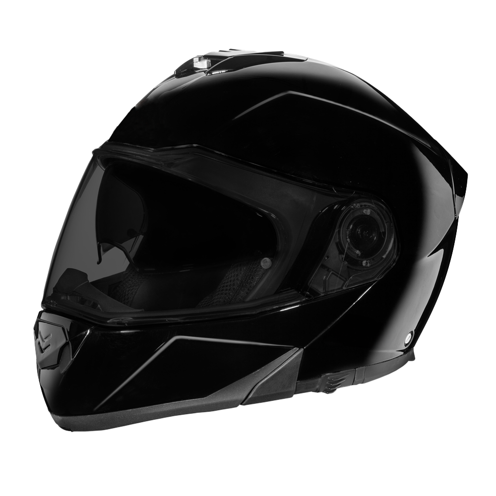 Daytona Glide Modular Motorcycle Helmet - DOT Approved, Bluetooth Ready, Dual Visor, Men/Women/Youth - Hi-Gloss Black