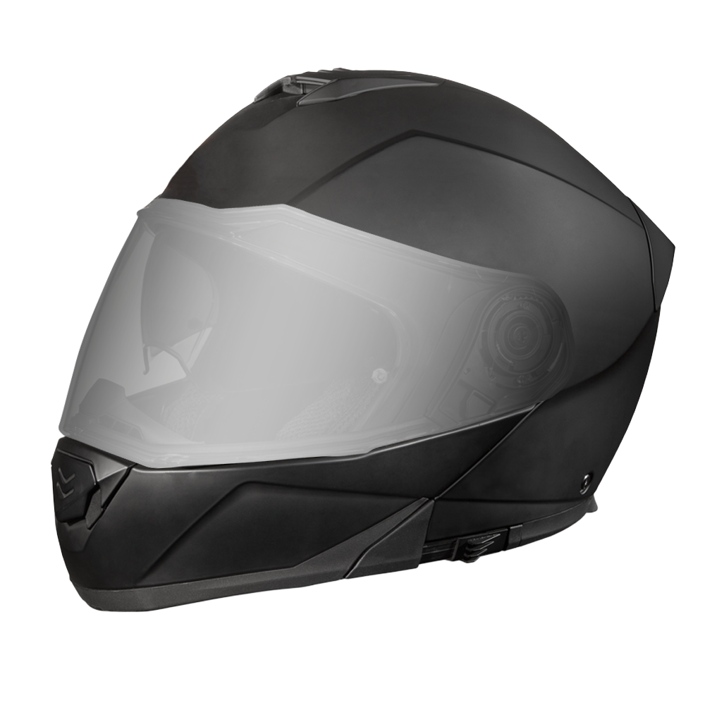 Daytona Glide Modular Motorcycle Helmet - DOT Approved, Bluetooth Ready, Dual Visor, Men/Women/Youth - Dull Black