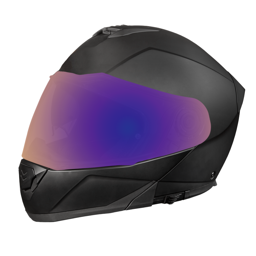 Daytona Glide Modular Motorcycle Helmet - DOT Approved, Bluetooth Ready, Dual Visor, Men/Women/Youth - Dull Black