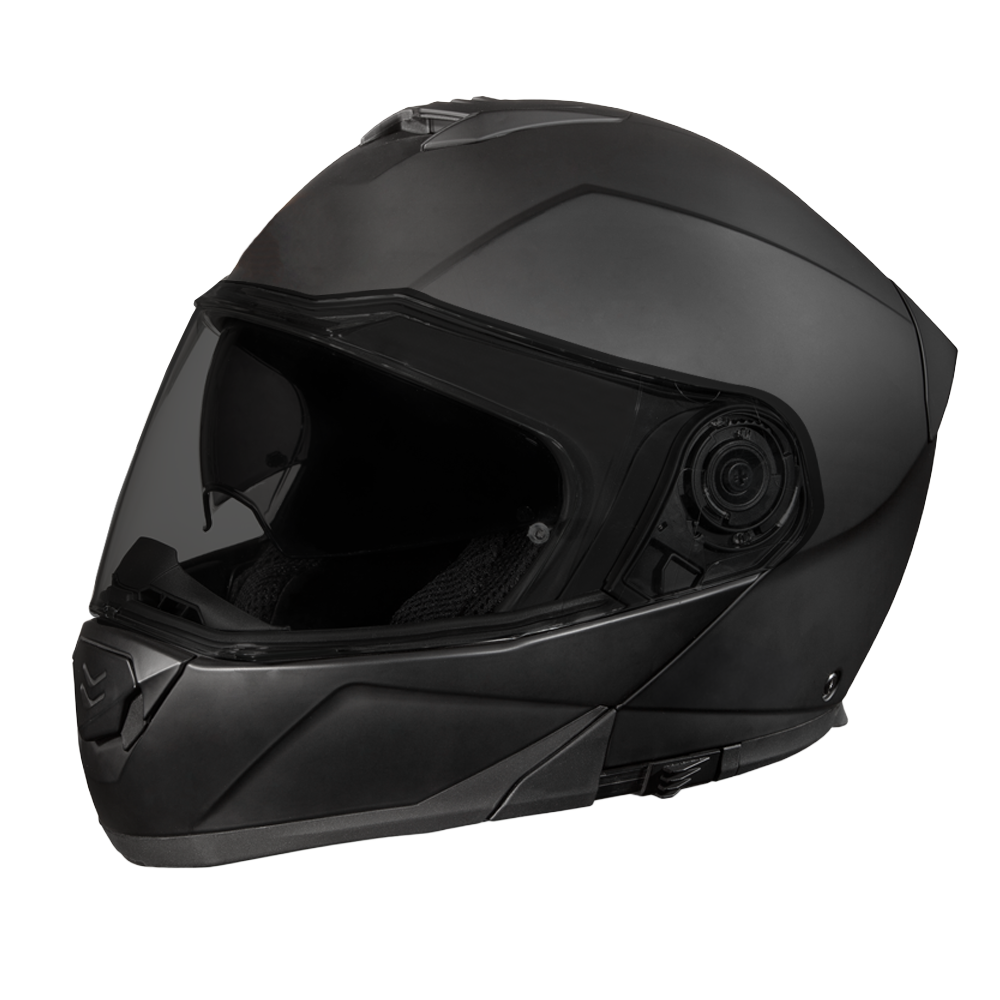 Daytona Glide Modular Motorcycle Helmet - DOT Approved, Bluetooth Ready, Dual Visor, Men/Women/Youth - Dull Black