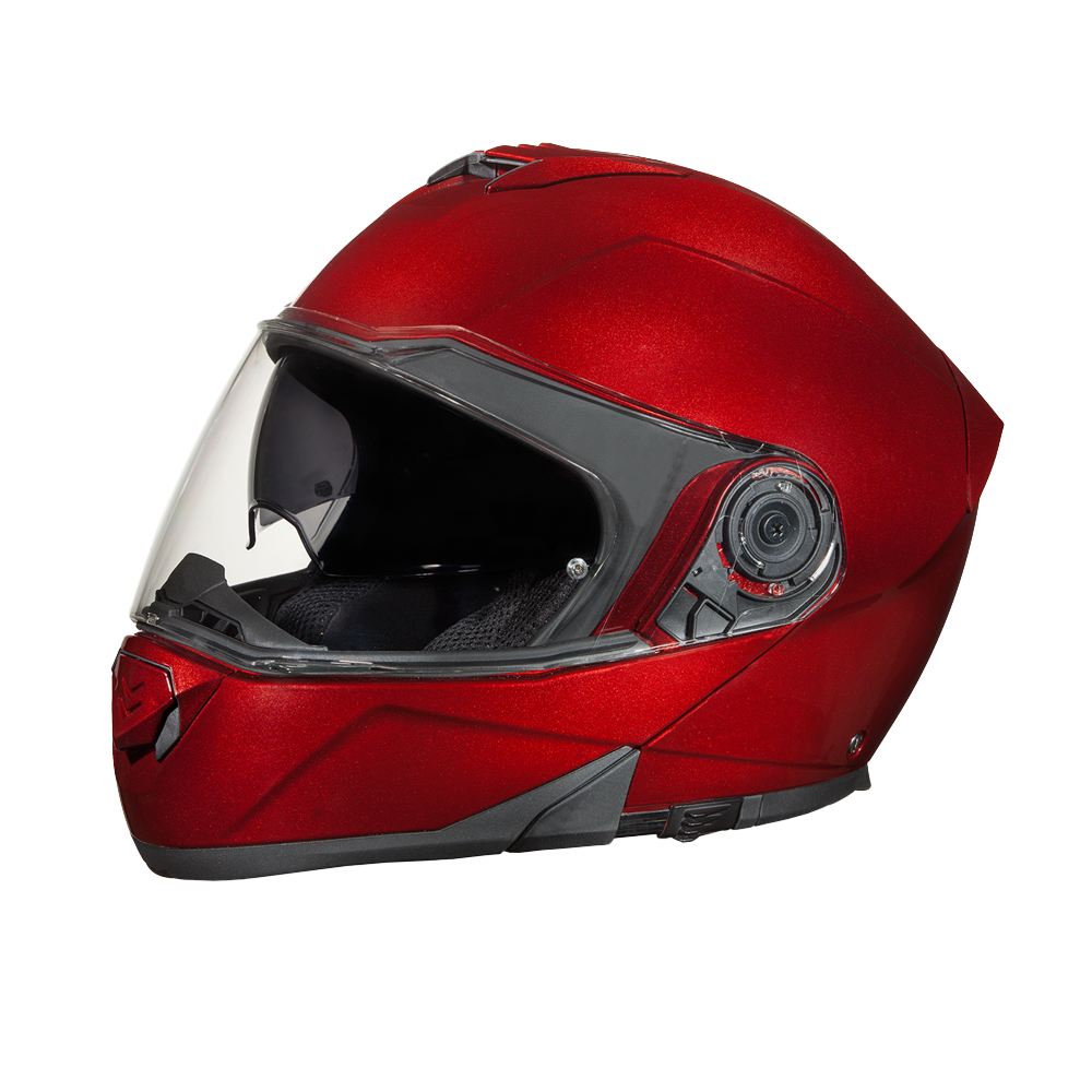 Daytona Glide Modular Motorcycle Helmet - DOT Approved, Bluetooth Ready, Dual Visor, Men/Women/Youth - Black Cherry