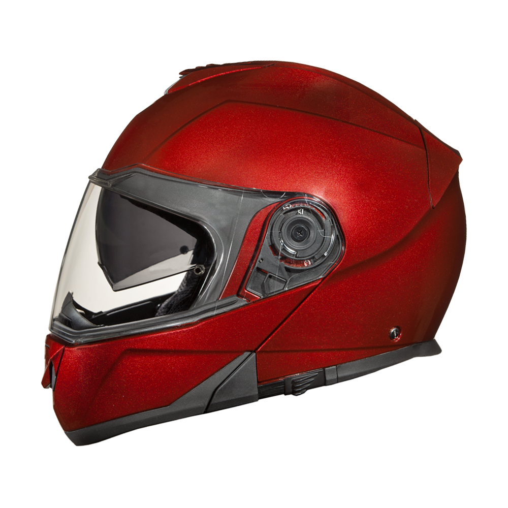 Daytona Glide Modular Motorcycle Helmet - DOT Approved, Bluetooth Ready, Dual Visor, Men/Women/Youth - Black Cherry