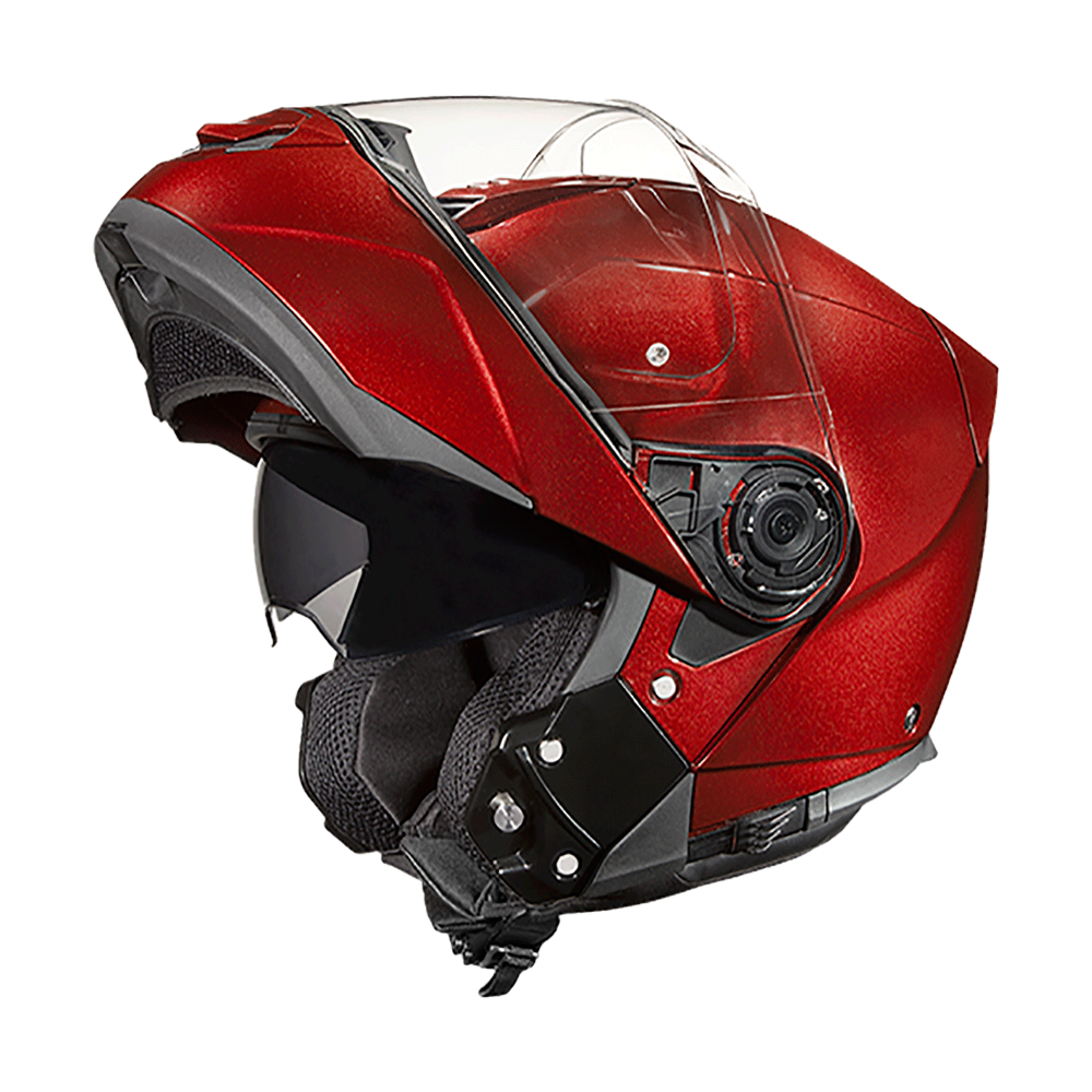 Daytona Glide Modular Motorcycle Helmet - DOT Approved, Bluetooth Ready, Dual Visor, Men/Women/Youth - Black Cherry