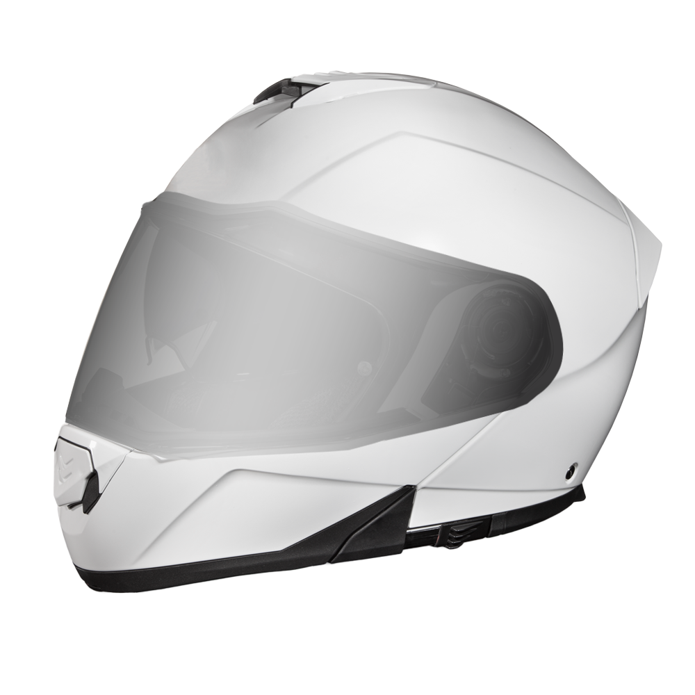 Daytona Glide Modular Motorcycle Helmet - DOT Approved, Bluetooth Ready, Dual Visor, Men/Women/Youth - Hi-Gloss White