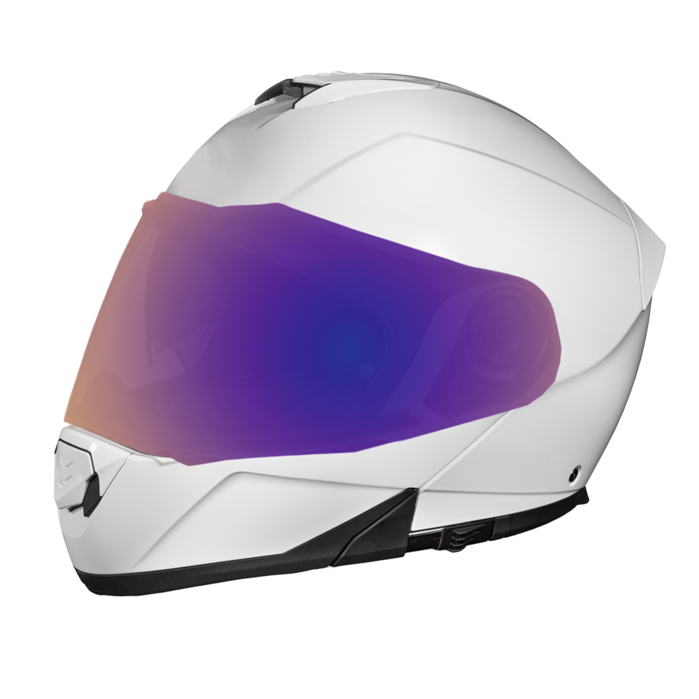 Daytona Glide Modular Motorcycle Helmet - DOT Approved, Bluetooth Ready, Dual Visor, Men/Women/Youth - Hi-Gloss White