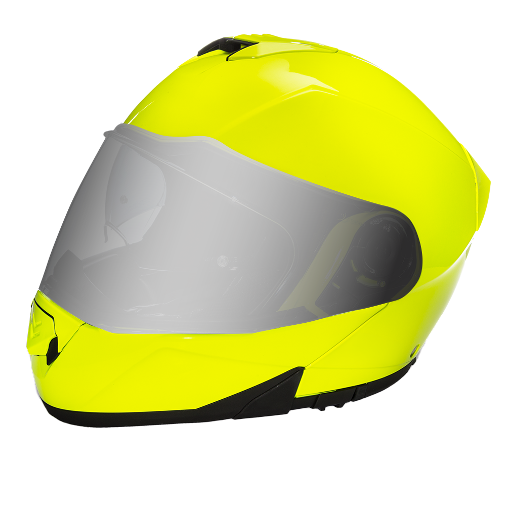 Daytona Glide Modular Motorcycle Helmet - DOT Approved, Bluetooth Ready, Dual Visor, Men/Women/Youth - Fluorescent Yellow