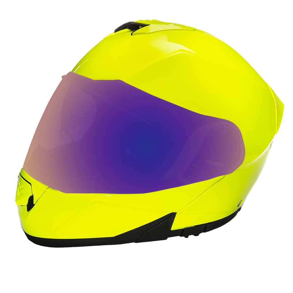 Daytona Glide Modular Motorcycle Helmet - DOT Approved, Bluetooth Ready, Dual Visor, Men/Women/Youth - Fluorescent Yellow