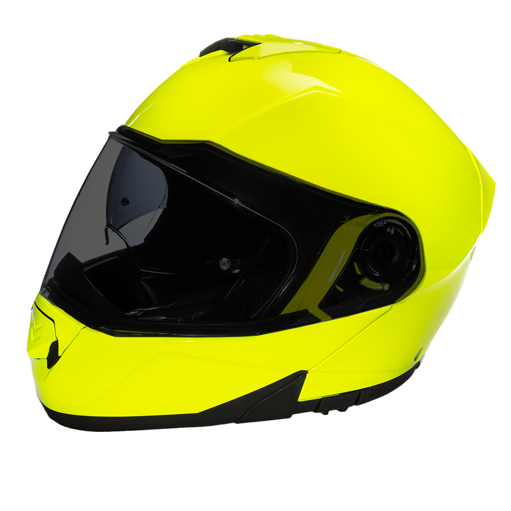 Daytona Glide Modular Motorcycle Helmet - DOT Approved, Bluetooth Ready, Dual Visor, Men/Women/Youth - Fluorescent Yellow