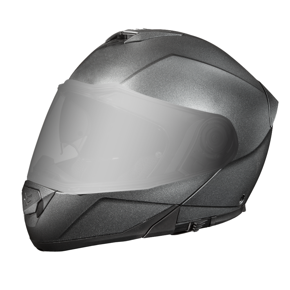 Daytona Glide Modular Motorcycle Helmet - DOT Approved, Bluetooth Ready, Dual Visor, Men/Women/Youth - Gun Metal Grey Metallic