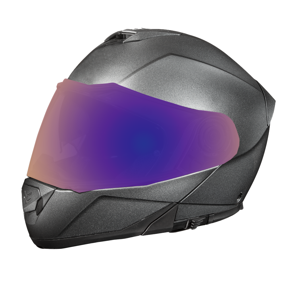 Daytona Glide Modular Motorcycle Helmet - DOT Approved, Bluetooth Ready, Dual Visor, Men/Women/Youth - Gun Metal Grey Metallic