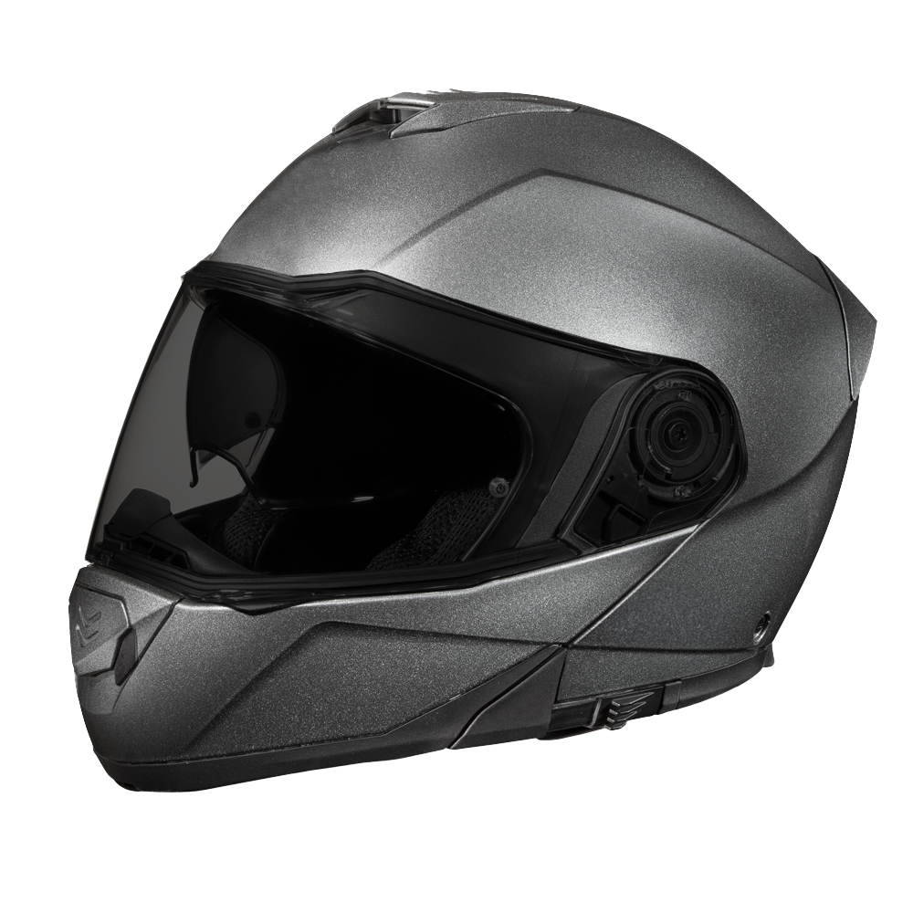 Daytona Glide Modular Motorcycle Helmet - DOT Approved, Bluetooth Ready, Dual Visor, Men/Women/Youth - Gun Metal Grey Metallic